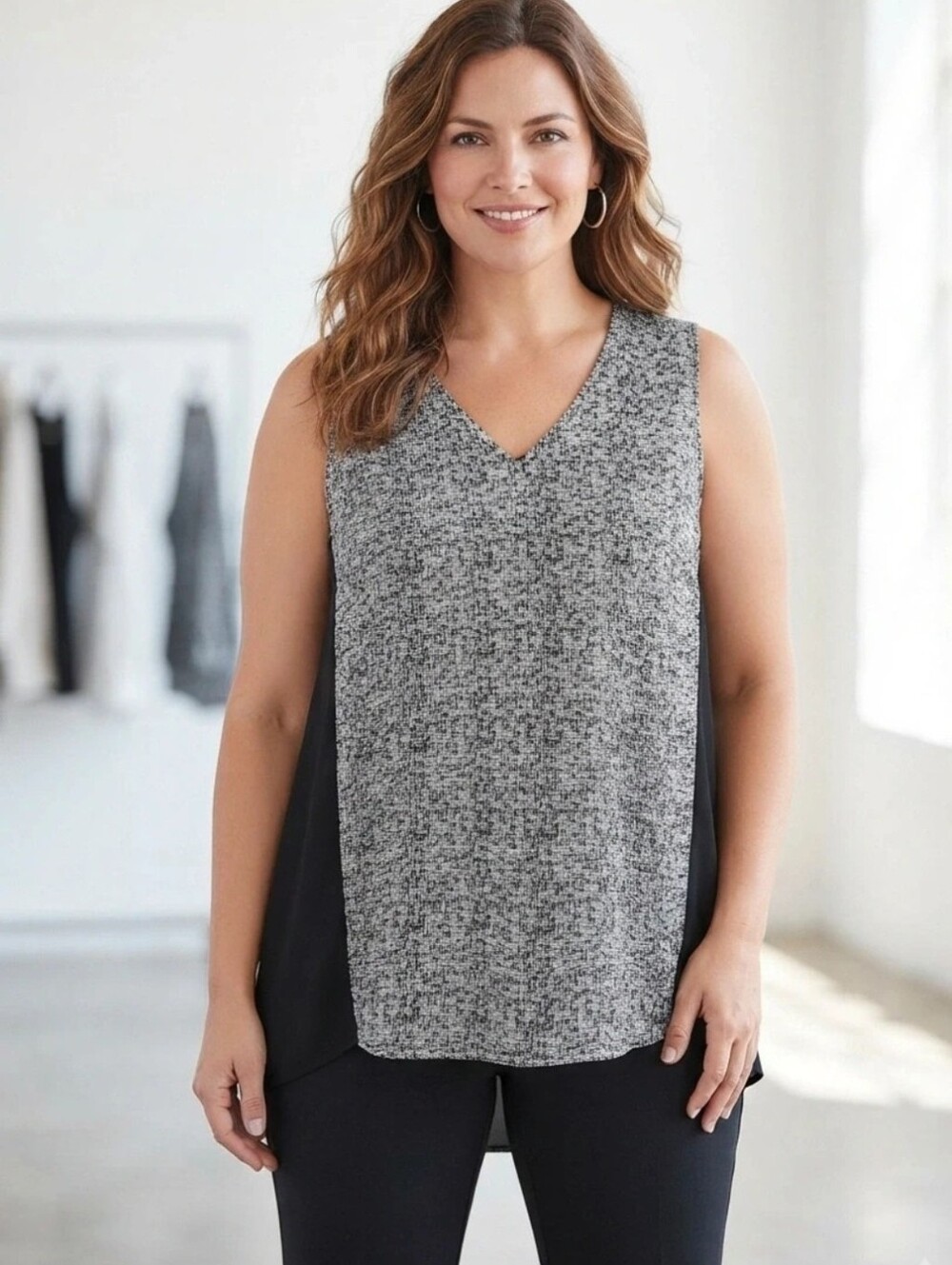 Premise Studio Sleeveless High Low Blouse Black Top Shirt Women’s Size 1X